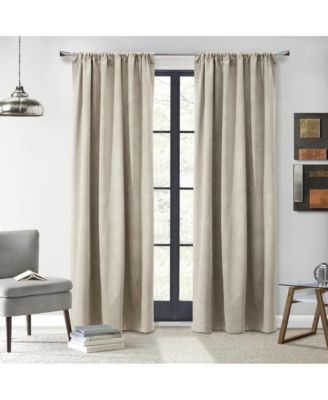 Seren Classic Velvet Room Darkening Dual Header Energy Efficient Curtain Panel 50" x 95" Oyster