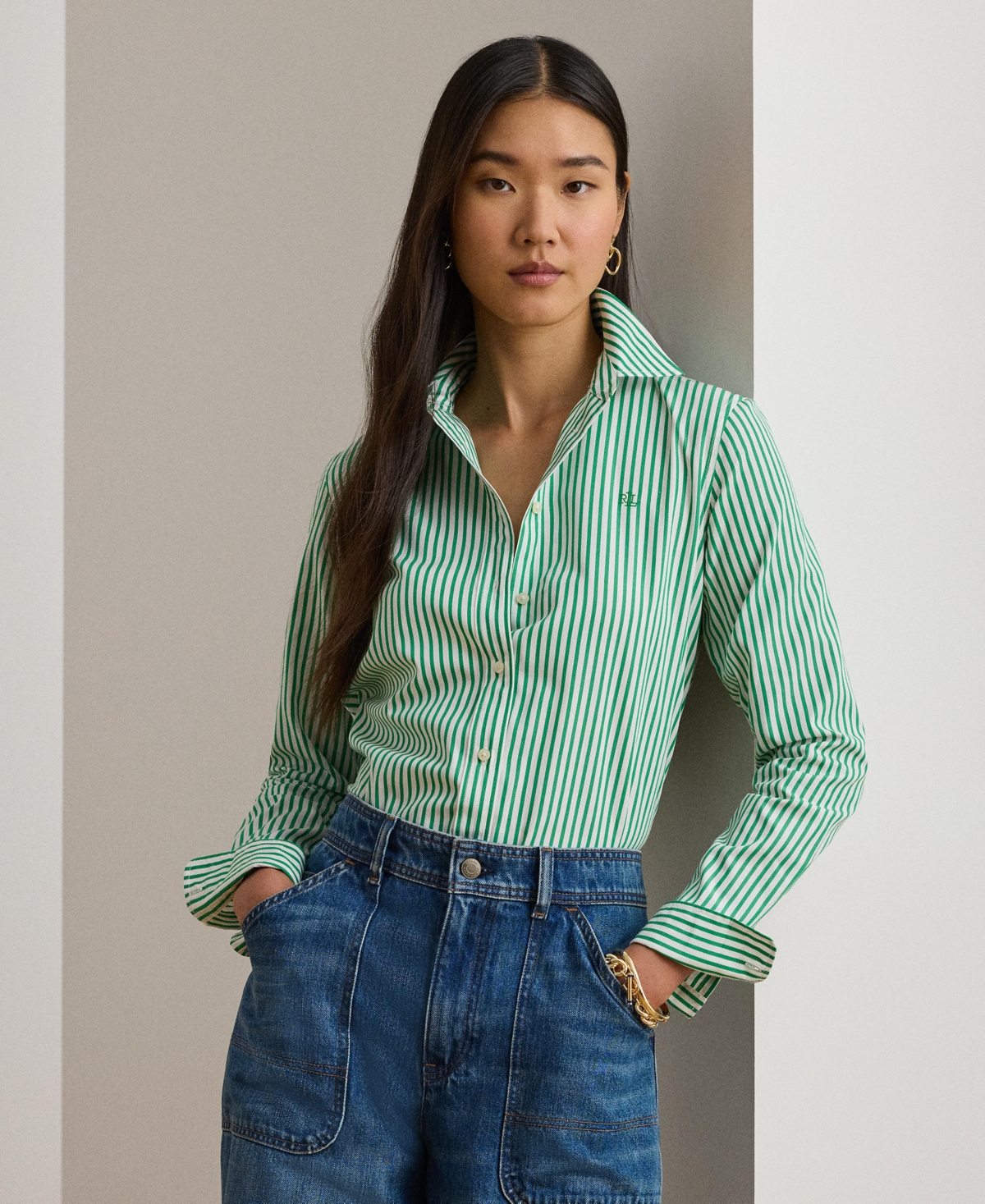 Lauren Ralph Women's Striped Long-Sleeve Shirt