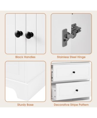 2-Door 4-Drawer MDF Cabinet with Adjustable Shelf & Anti-Tip Design – Modern Storage Organizer