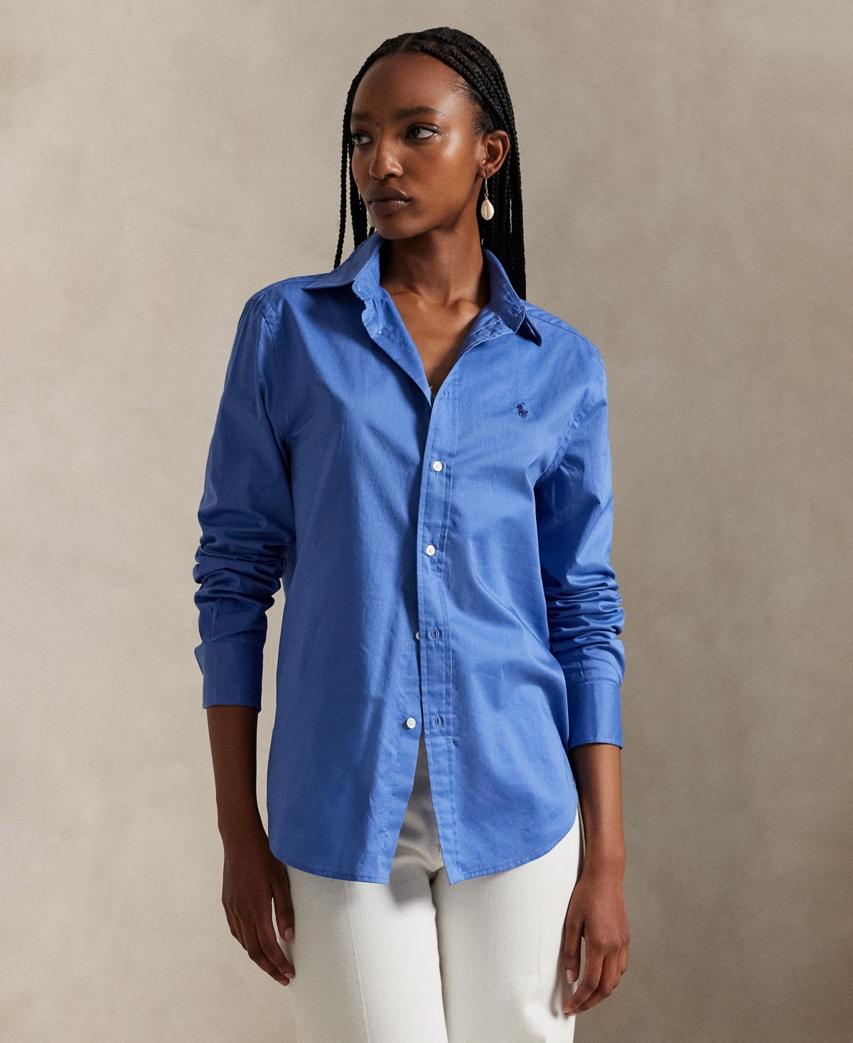Polo Ralph Lauren Women's Classic-fit Cotton Twill Shirt In Blue
