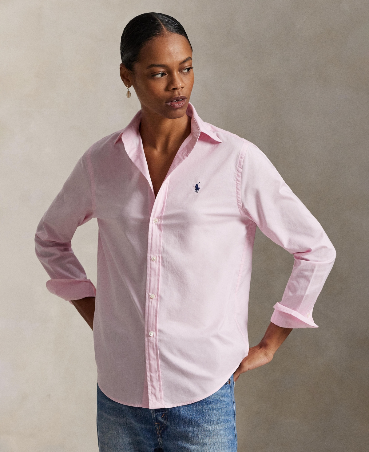 Polo Ralph Lauren Women's Classic-fit Cotton Twill Shirt In Pink