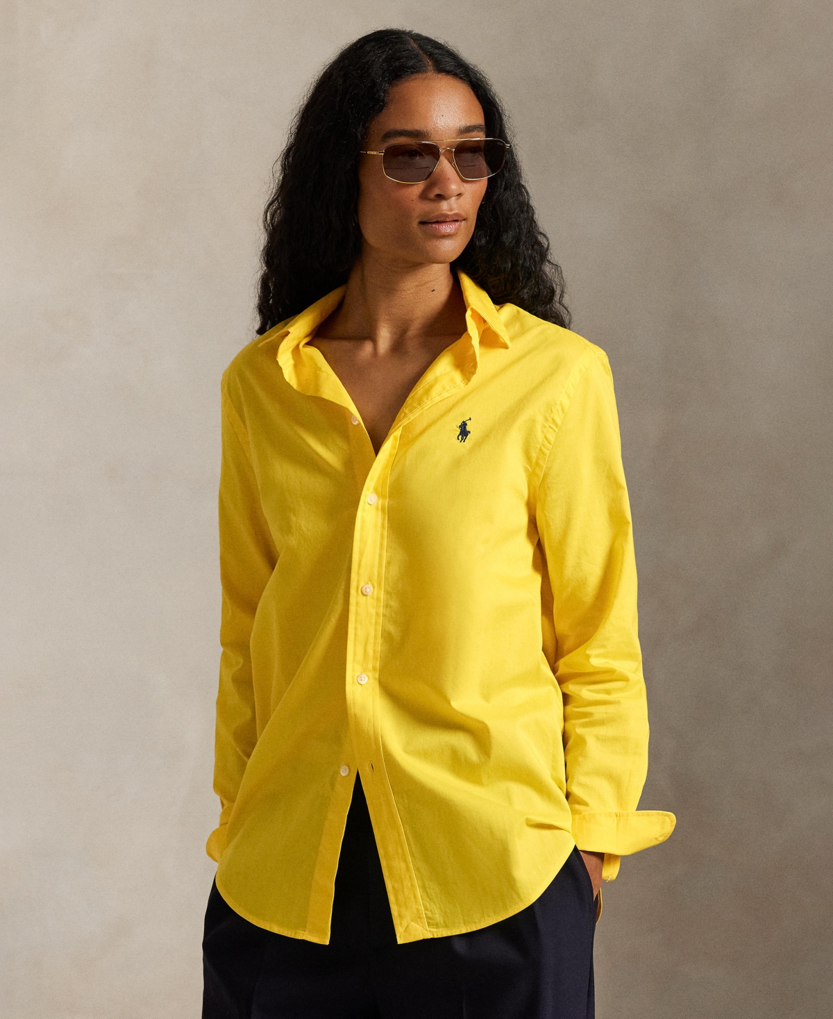 Polo Ralph Lauren Women's Classic-fit Cotton Twill Shirt In Yellow