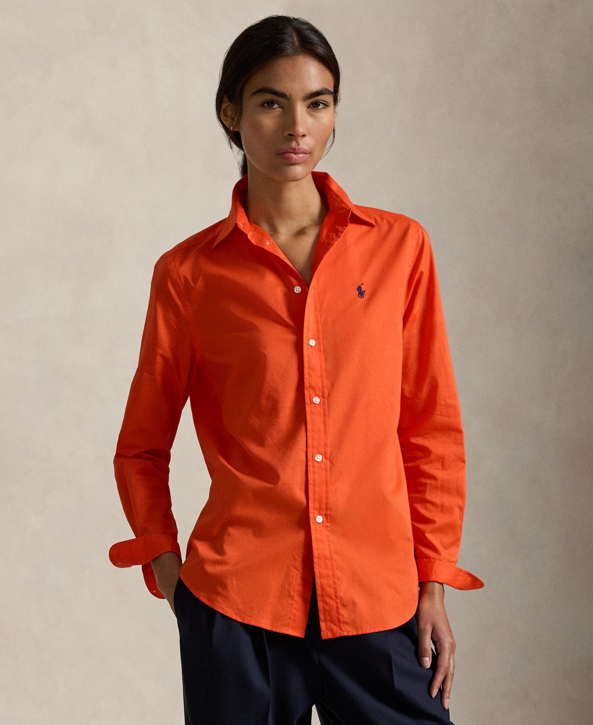 Polo Ralph Lauren Women's Classic-fit Cotton Twill Shirt In Orange