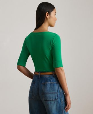 Women's Stretch Cotton Boat Neck T-Shirt 