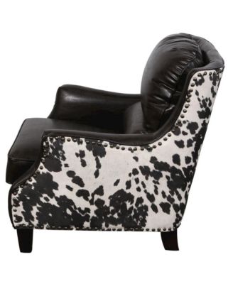 Wrangler Leather-look & Cow Pattern Accent Chair, Brown