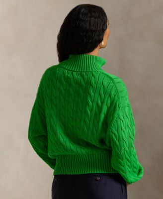 Women's Cable-Knit Cotton Quarter-Zip Sweater