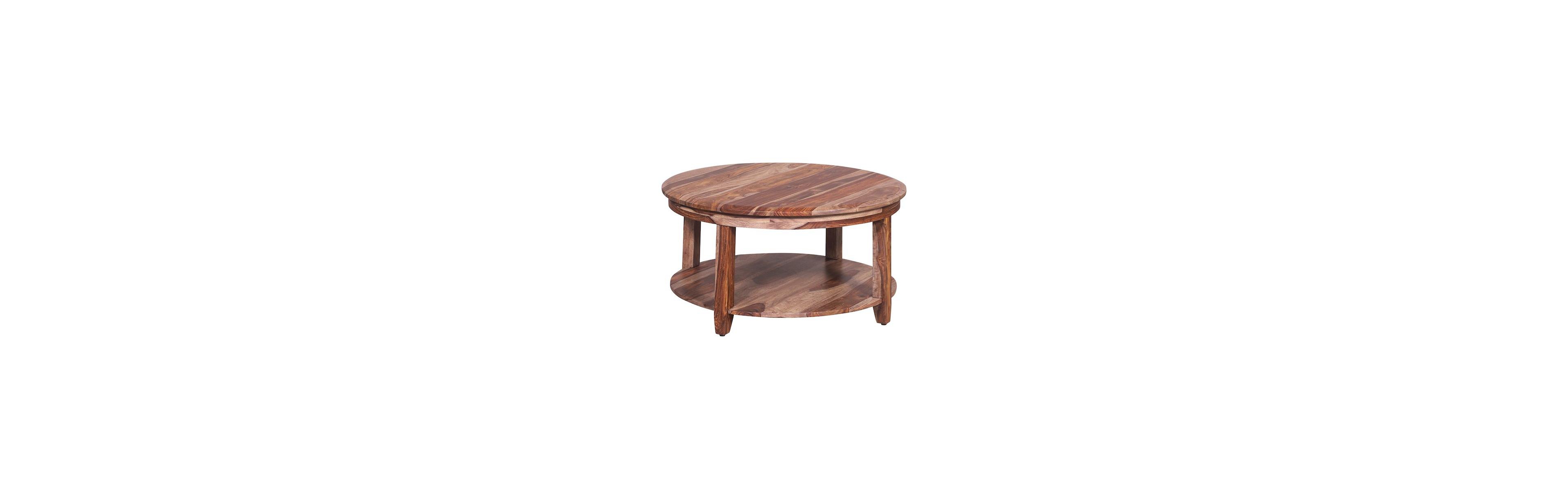 Sonora Solid Sheesham Wood Round Coffee Table, Brown