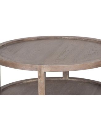 Lowell Solid White Oak Wood Coffee Table, Brown