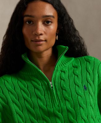 Women's Cable-Knit Cotton Quarter-Zip Sweater