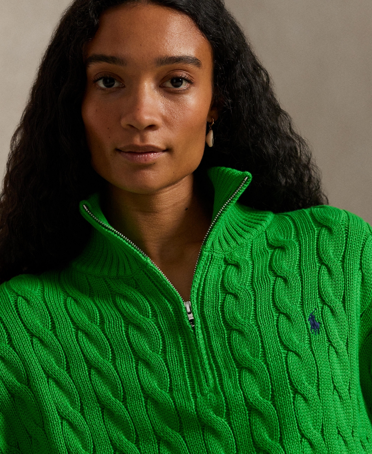 Polo Ralph Lauren Women's Cable-Knit Quarter-Zip Sweater