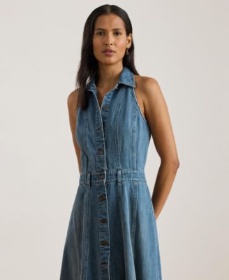 Women's Paneled Sleeveless Shirtdress