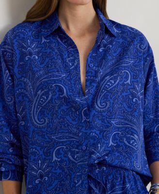Women's Relaxed Fit Paisley Crepe Shirt