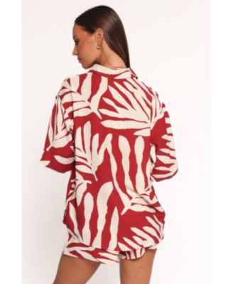 Women's Lilo Short Set - Red Palm Print