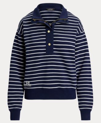 Women's Striped Mock Neck Sweatshirt