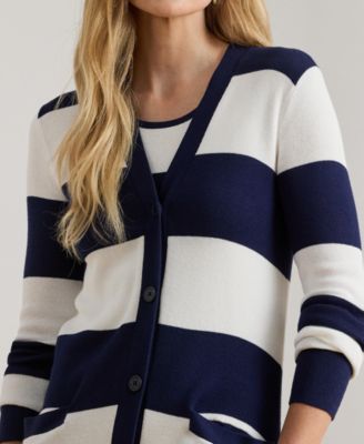 Women's Striped Ankle-Grazing Cardigan