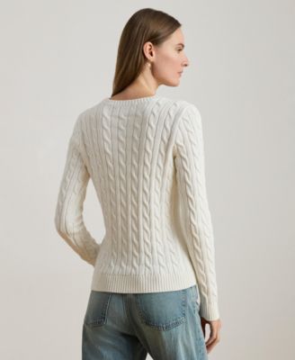 Women's Embroidered-Crest Cable-Knit Sweater