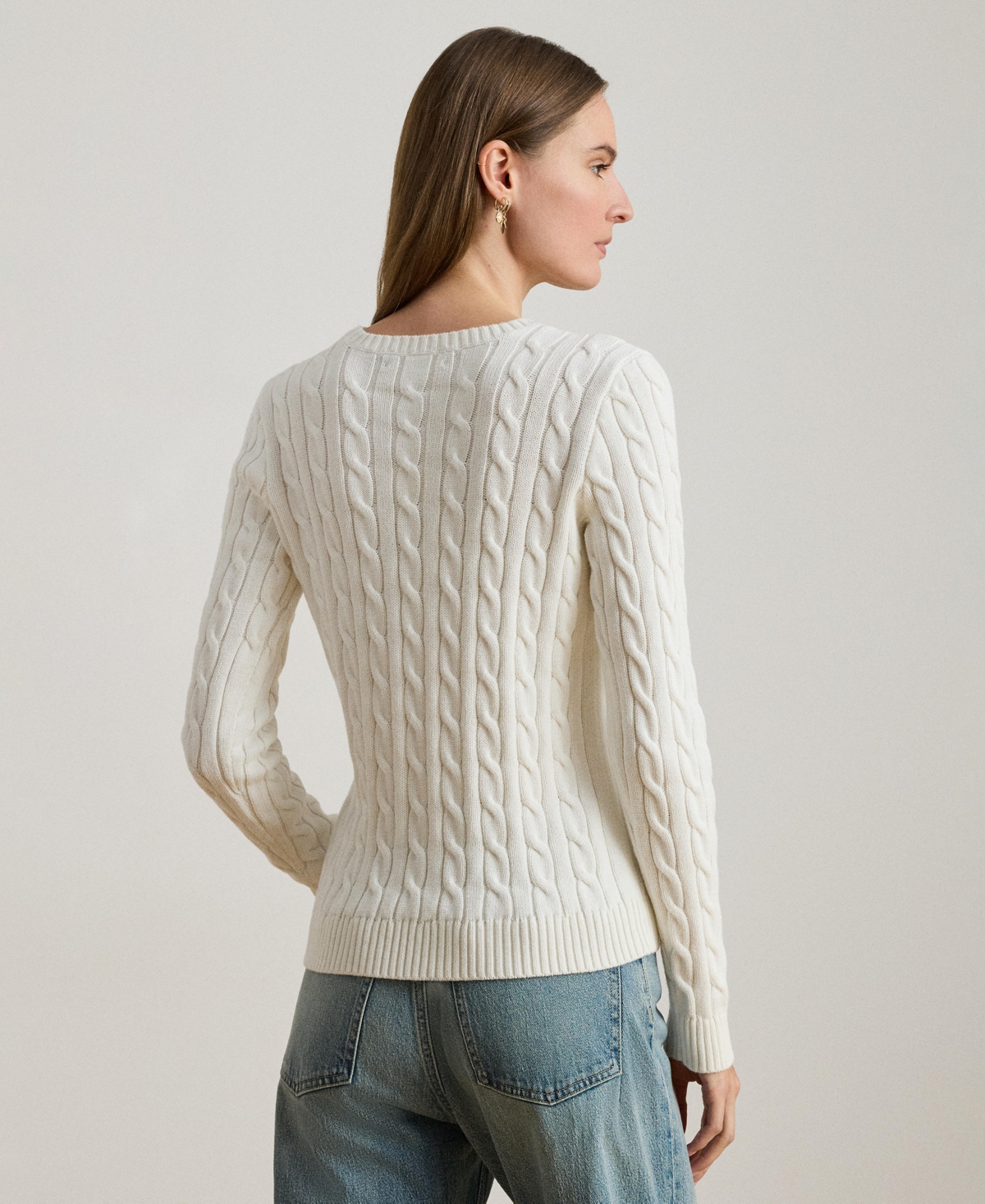 Lauren Ralph Women's Embroidered-Crest Cable-Knit Sweater