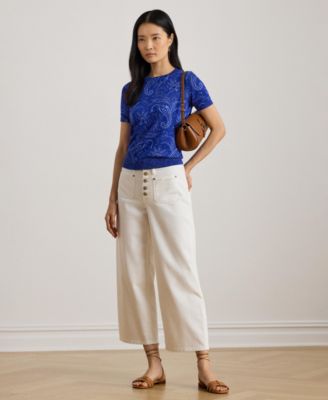 Women's Paisley Short-Sleeve Sweater