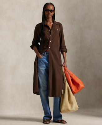 Women's Long-Sleeve Belted Shirtdress