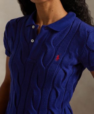 Women's Cable-Knit Polo Sweater