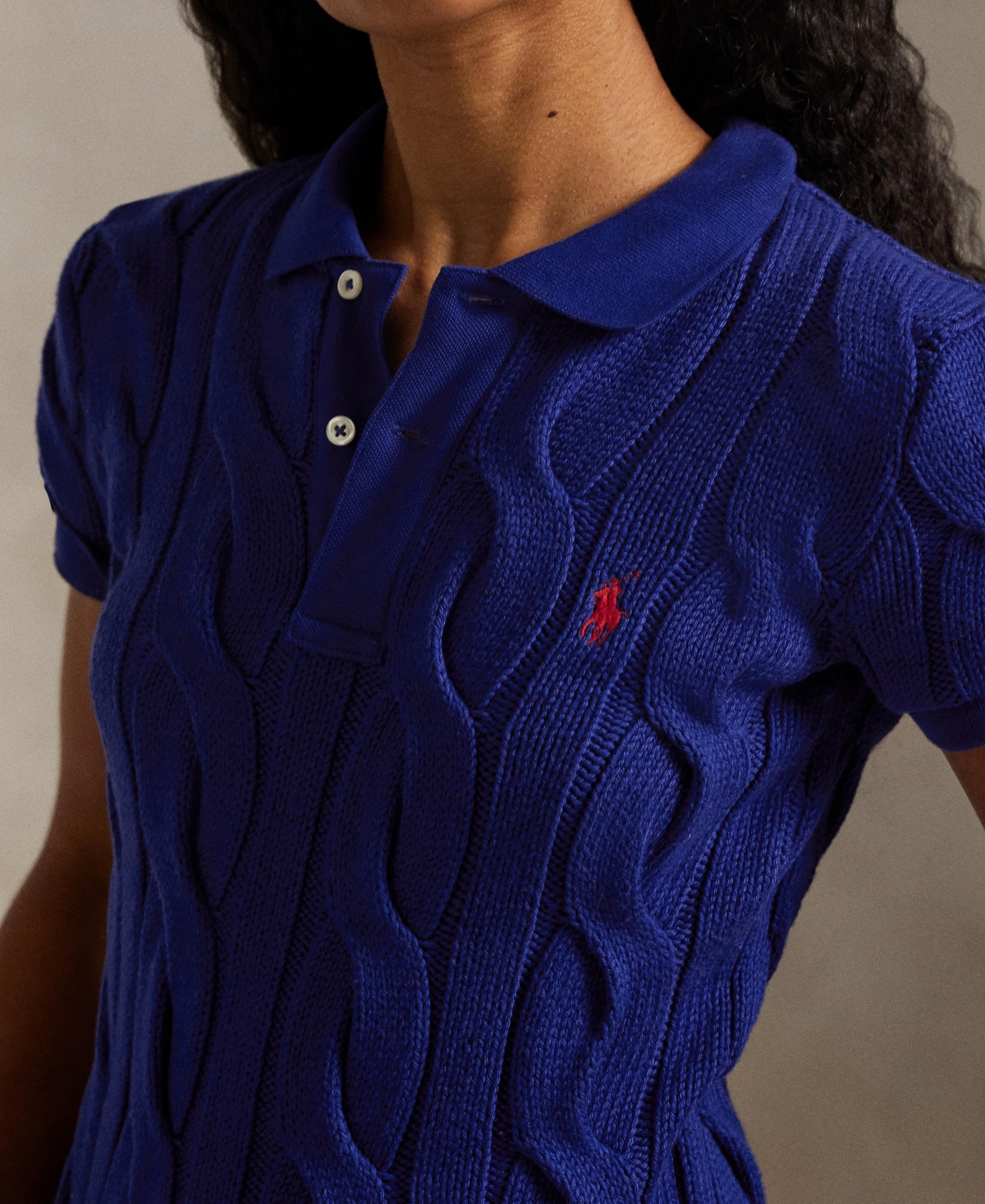Polo Ralph Lauren Women's Cable-Knit Polo Sweater