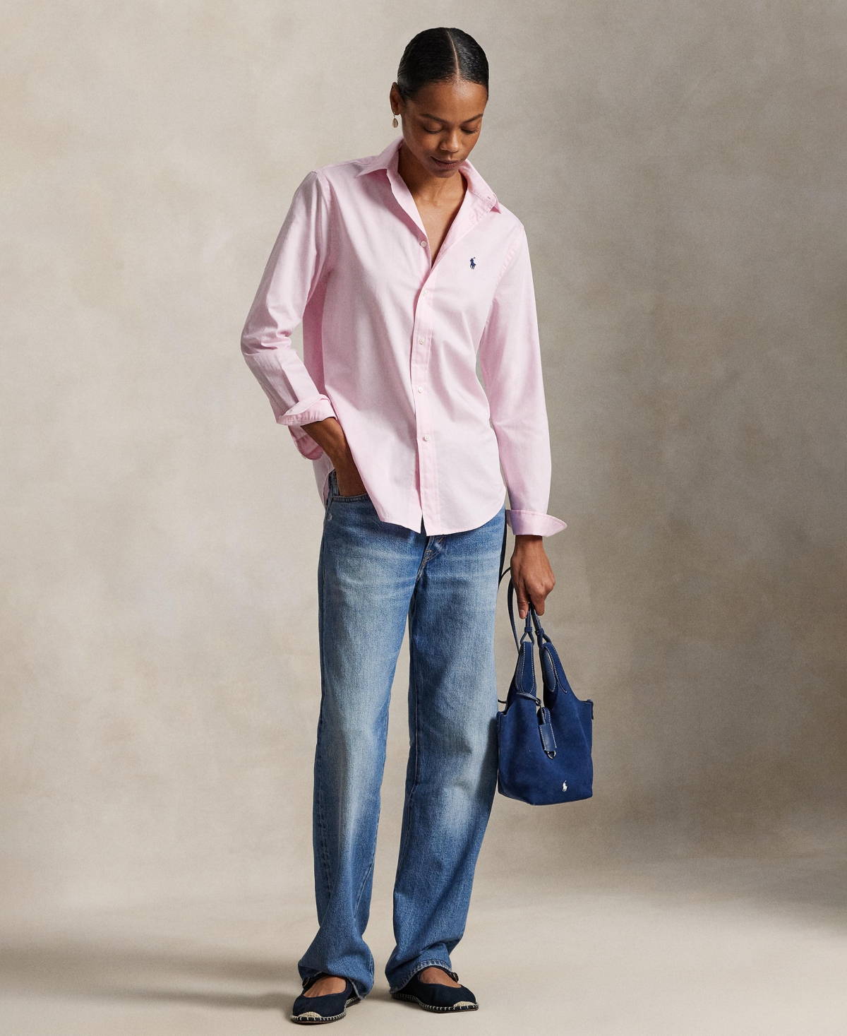 Polo Ralph Lauren Women's Classic-fit Cotton Twill Shirt In Pink