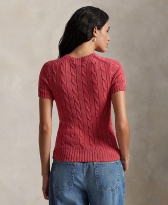 Women's Cable-Knit Short-Sleeve Sweater