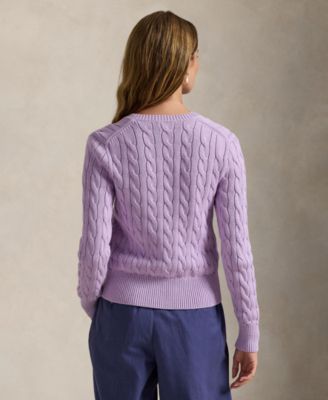 Women's Cable-Knit Crewneck Cardigan
