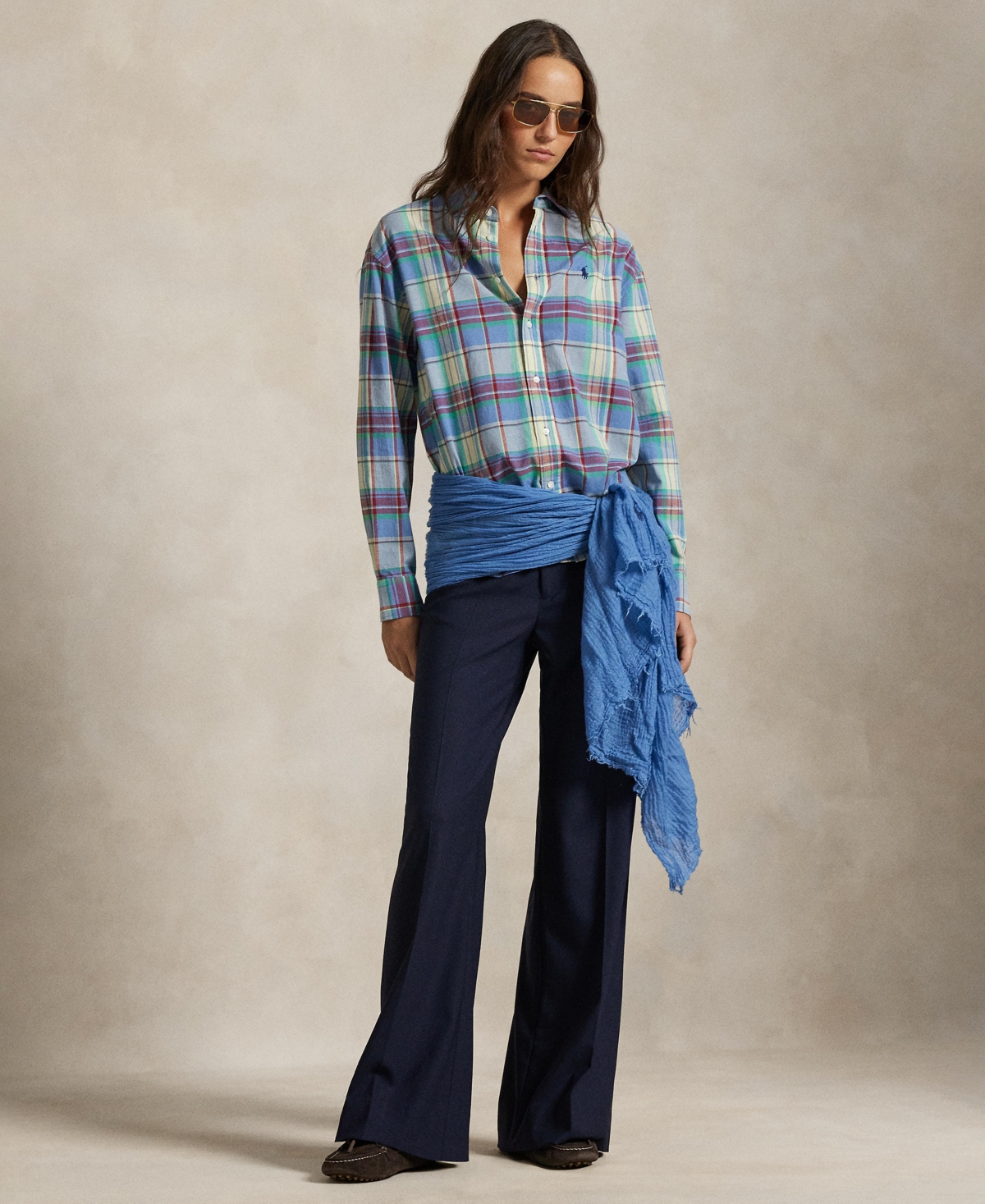 Polo Ralph Lauren Women's Relaxed Fit Collared Plaid Shirt