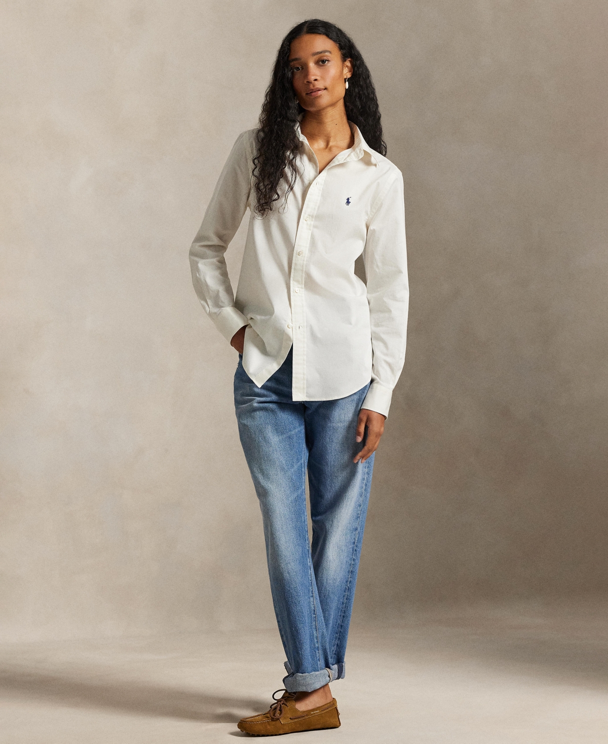 Polo Ralph Lauren Women's Classic-fit Cotton Twill Shirt In White