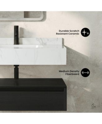 Avancer 36" Wall-Mounted Bathroom Vanity with White Marble Sink Top
