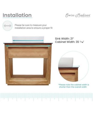 Rennes 36" Freestanding Bathroom Vanity in Natural Teak with Sink Top