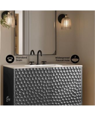 36" Freestanding Bathroom Vanity in Black Oak with 3-Hole Widespread Sink Top