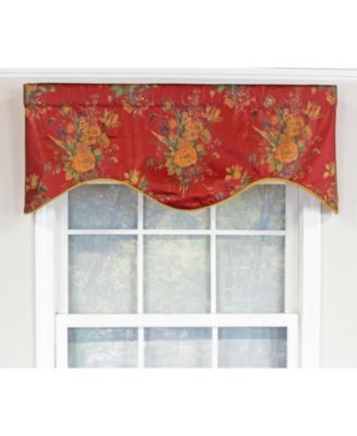 Eliza Excellent Deep Color Background Cornice Stylish Window Valance 3" Rod Pocket 50" x 17" Red