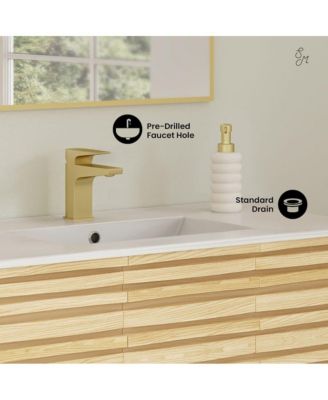 Cascade 36" Freestanding Bathroom Vanity in Natural oak with Sink Top