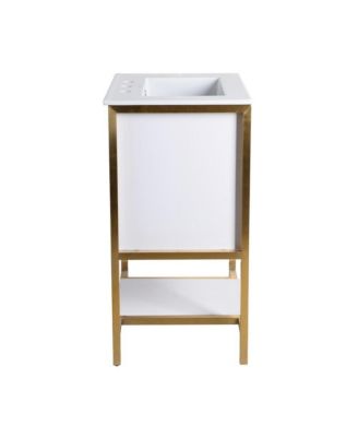 Marseille 24 in. White Bathroom Vanity, 3-Hole Ceramic Sink Top