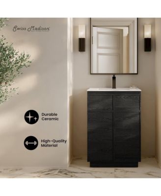 St. Tropez 24" Freestanding Bathroom Vanity in Black Oak with Sink Top