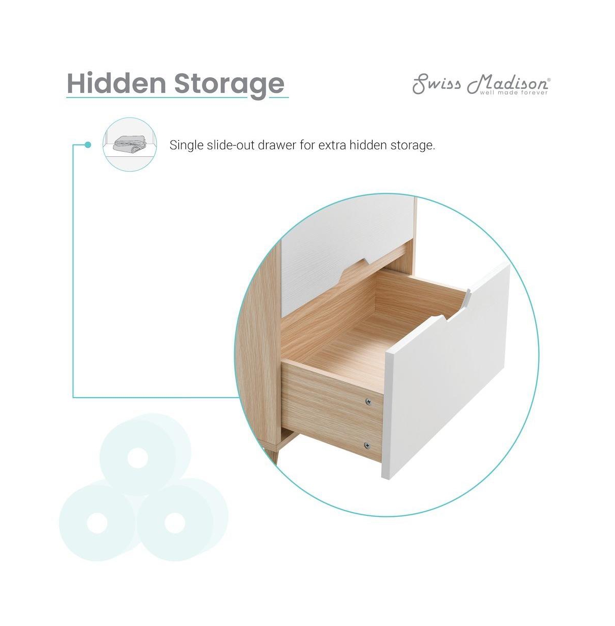 Swiss Madison Brusque 24" Freestanding Bathroom Vanity in Natural Oak with Sink Top