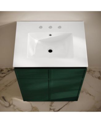 Wood 24" Freestanding Bathroom Vanity with 3-Hole Widespread Sink Top