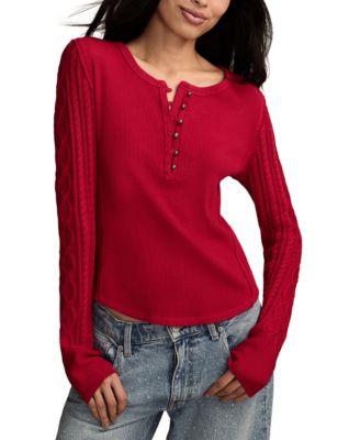 Lucky Brand - Women's Textured Long-Sleeve Henley Top