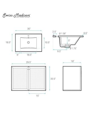 30" Wood Single Faucet Hole Vanity Top Wall-Mounted Bathroom Vanity