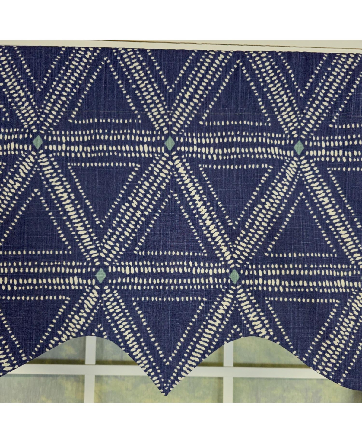 Rlf Home 100% Cotton Zircon Regal With Poly/Cotton Ivory lining Rod Pocket Valance 50" x 16" Navy