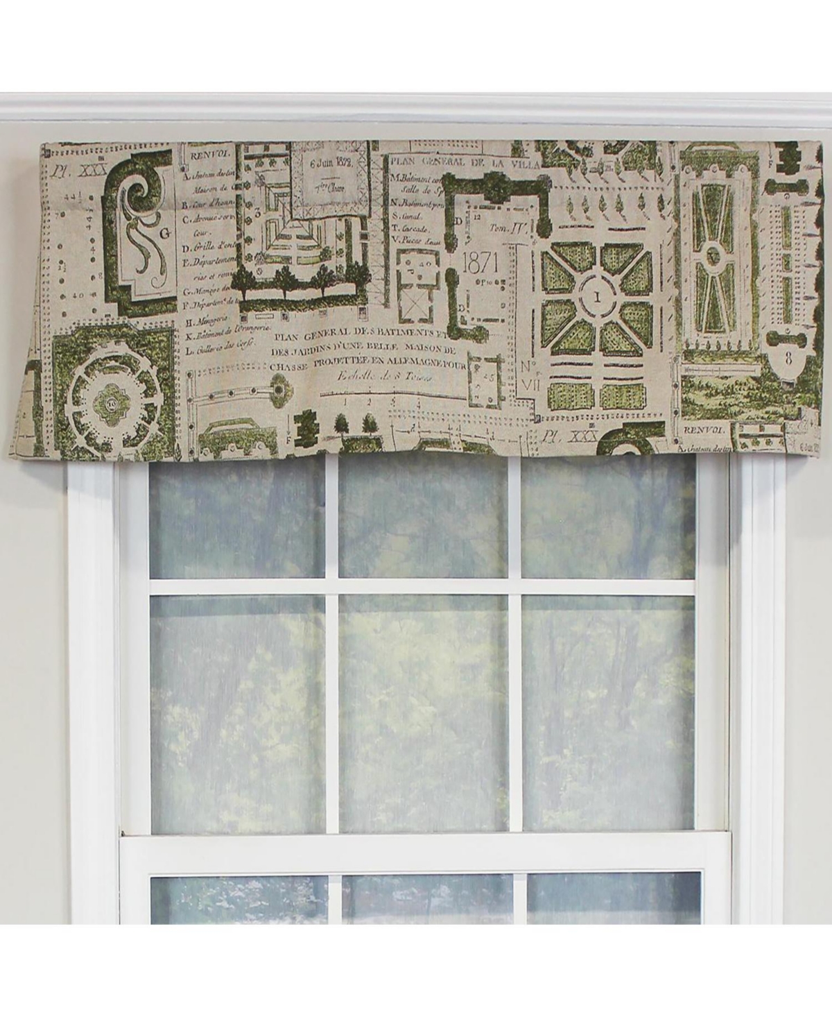 Rlf Home Le Jardin Tailored 100% Cotton with Fully Lined 3" Rod Pocket Valnance for Windows 50" x 14" Spa