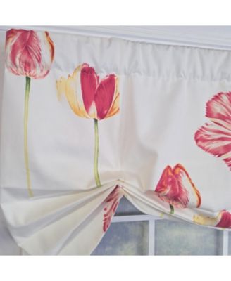100% Cotton La Tulipe Butterfly With Poly/Cotton lining Rod Pocket Valance 50" x 16" White
