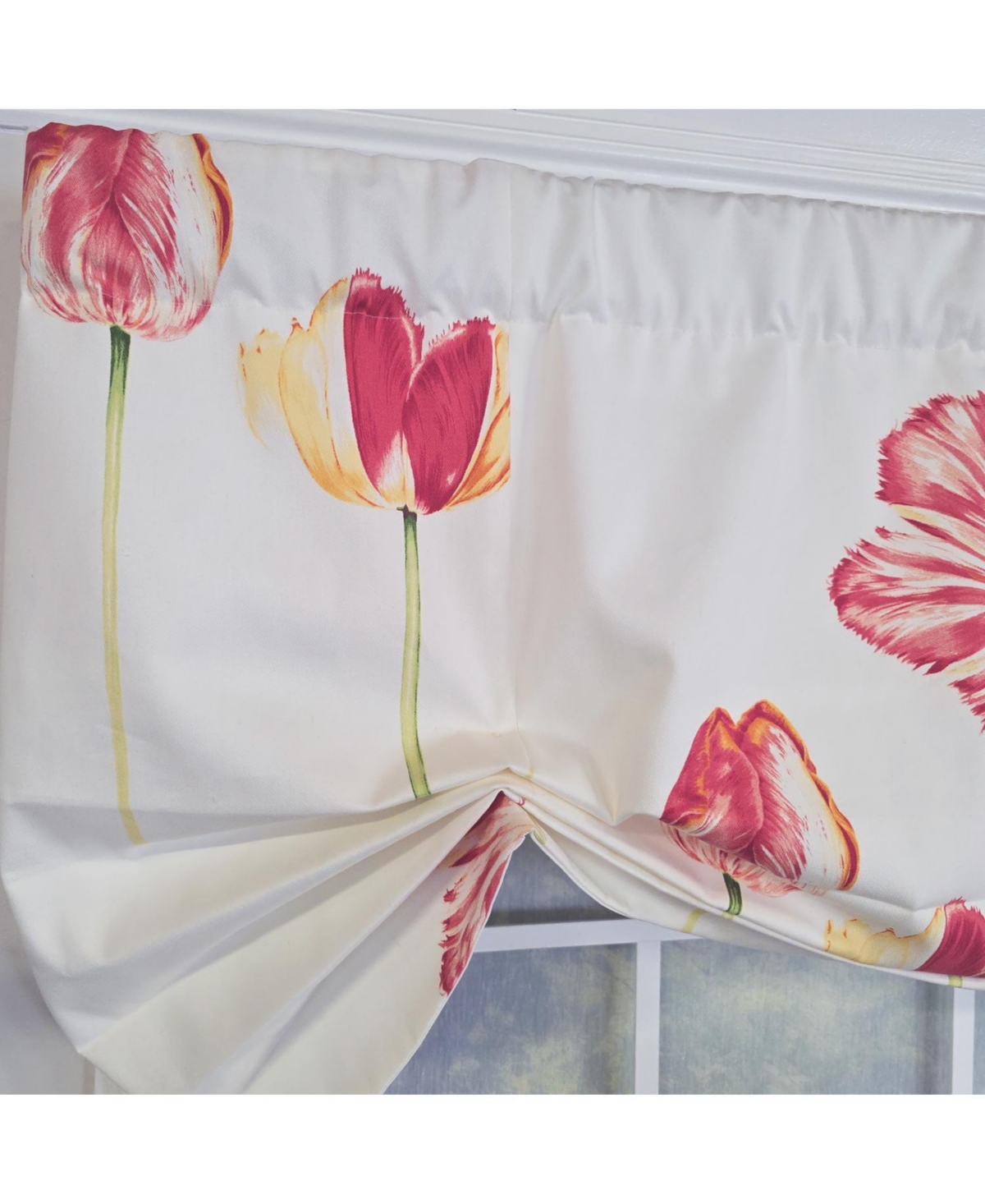 Rlf Home 100% Cotton La Tulipe Butterfly With Poly/Cotton lining Rod Pocket Valance 50" x 16" White