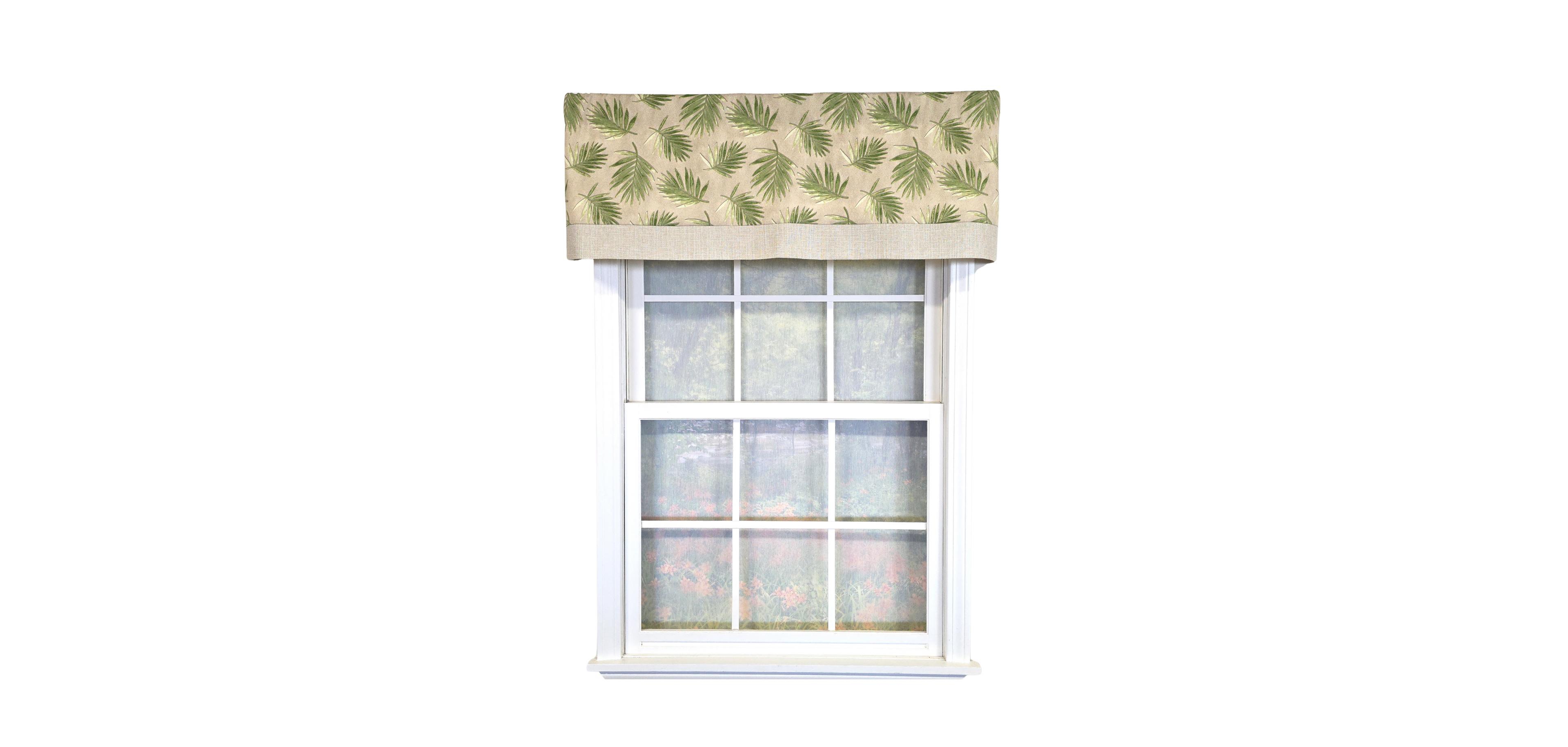 Rlf Home 100% Cotton Hawthorn Banded With Poly/Cotton Ivory lining Rod Pocket Valance 50" x 17" Taupe