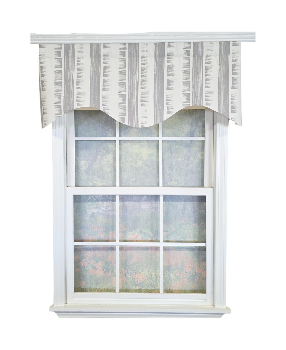 Rlf Home 100% Cotton Jaspeado Cornice With Poly/Cotton Ivory lining Rod Pocket Valance 50" x 17" Gray