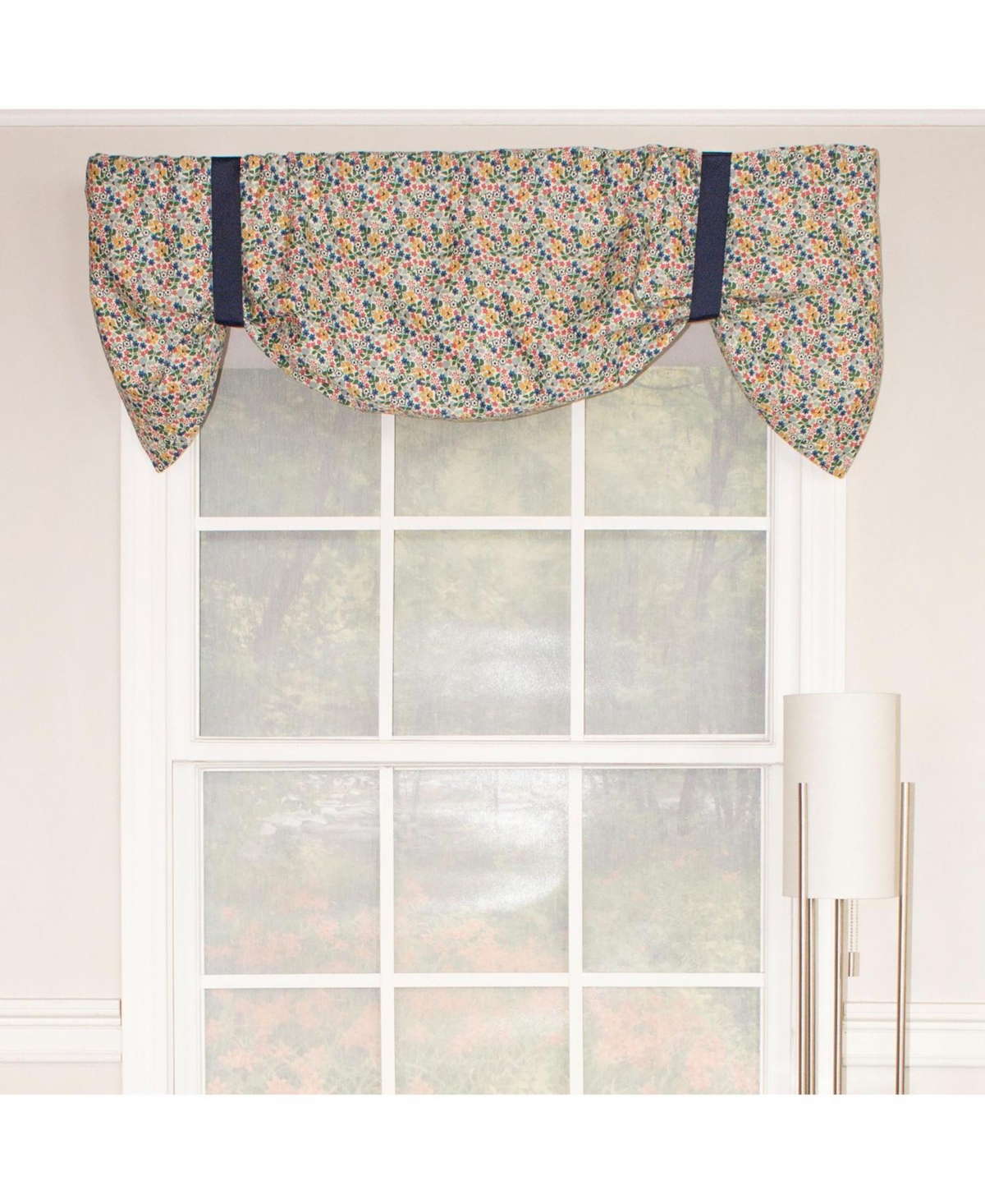 Rlf Home Petite Suspender 100% Cotton with Fully Lined 3" Rod Pocket Valnance for Windows 50" x 17" Multi