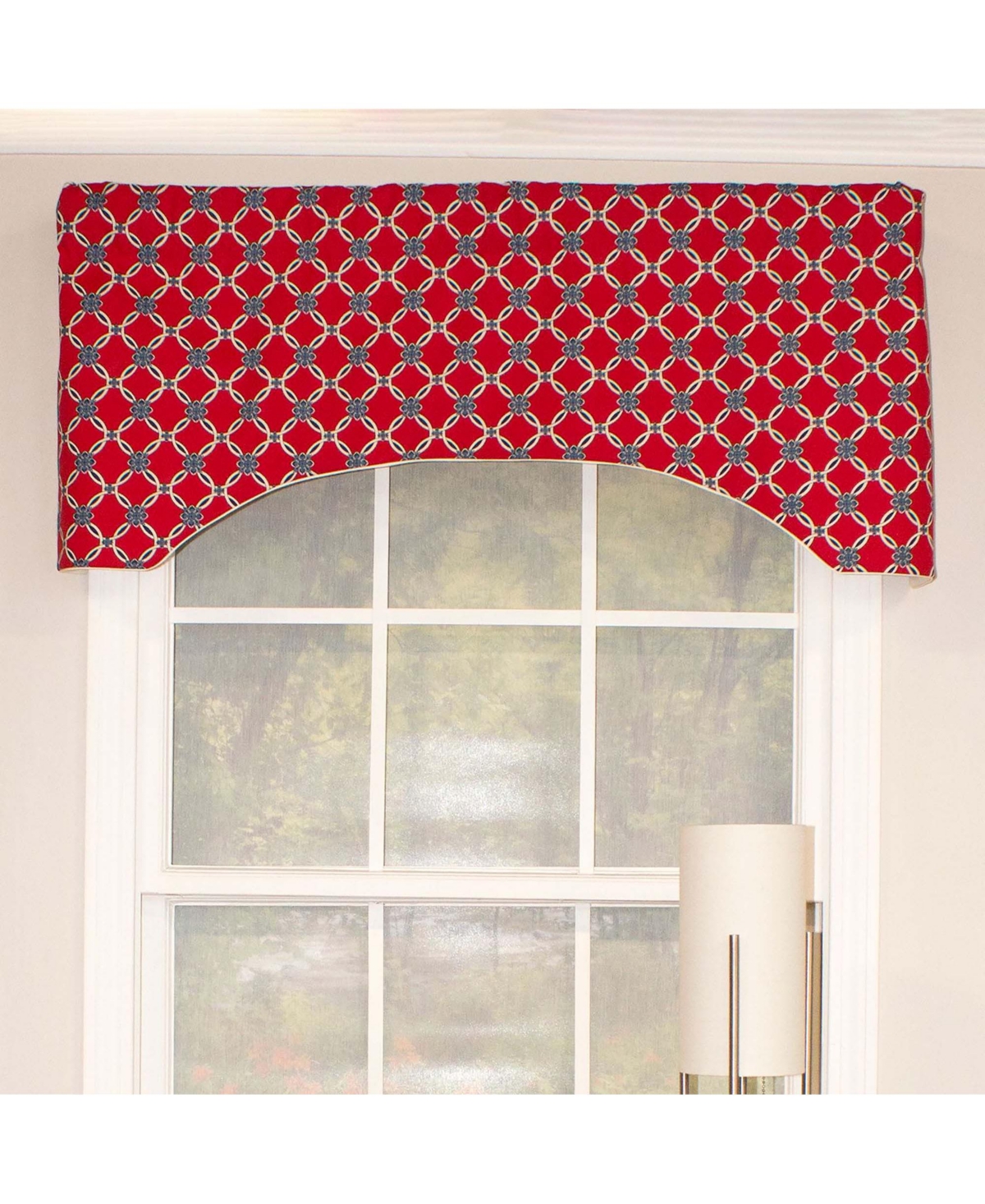 Andromeda Geometric Arch 3" Rod Pocket Valance 50" x 17" Red by Rlf Home