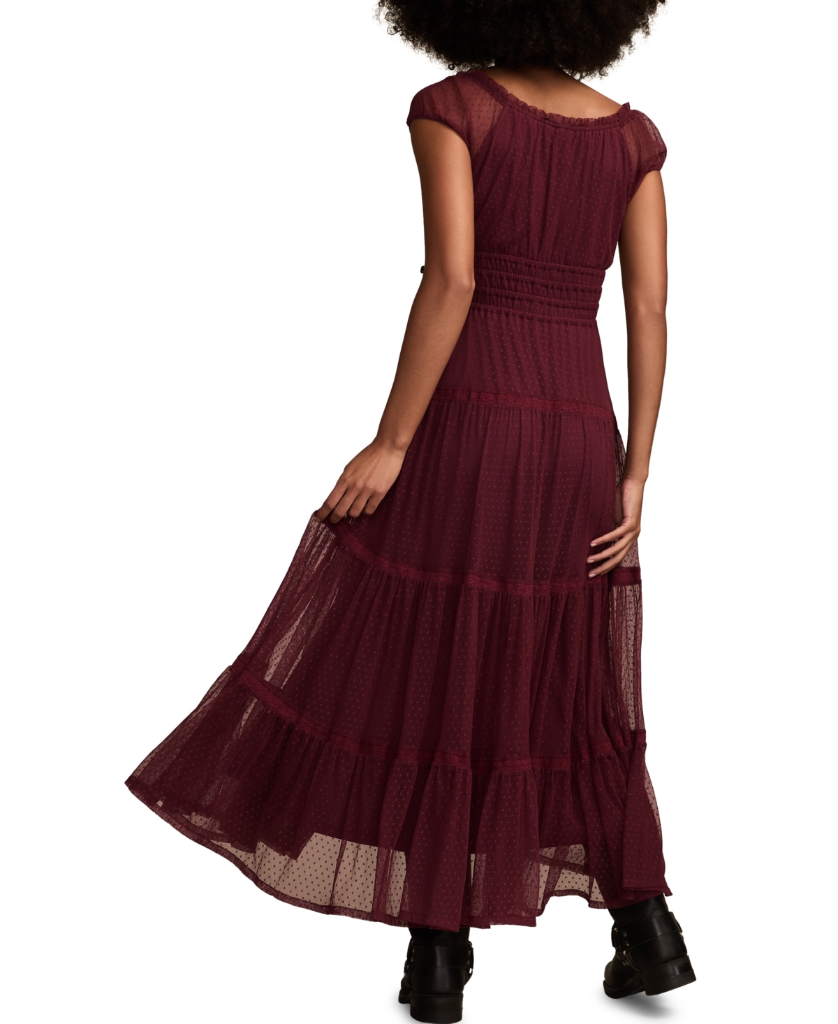 Lucky Brand Women's Cinched Waist Tulle Maxi Dress